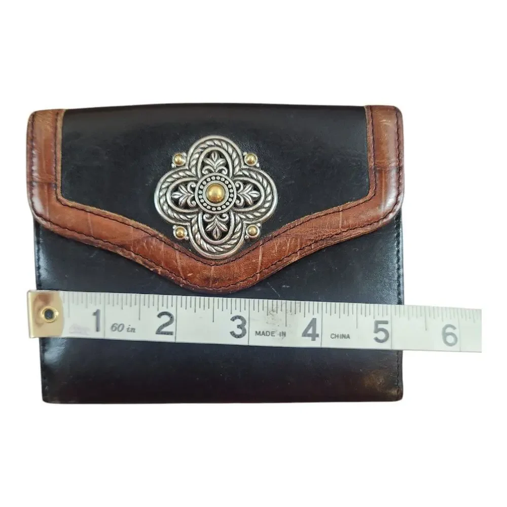 Brighton Bifold Wallet black brown silver medallion - Picture 9 of 10
